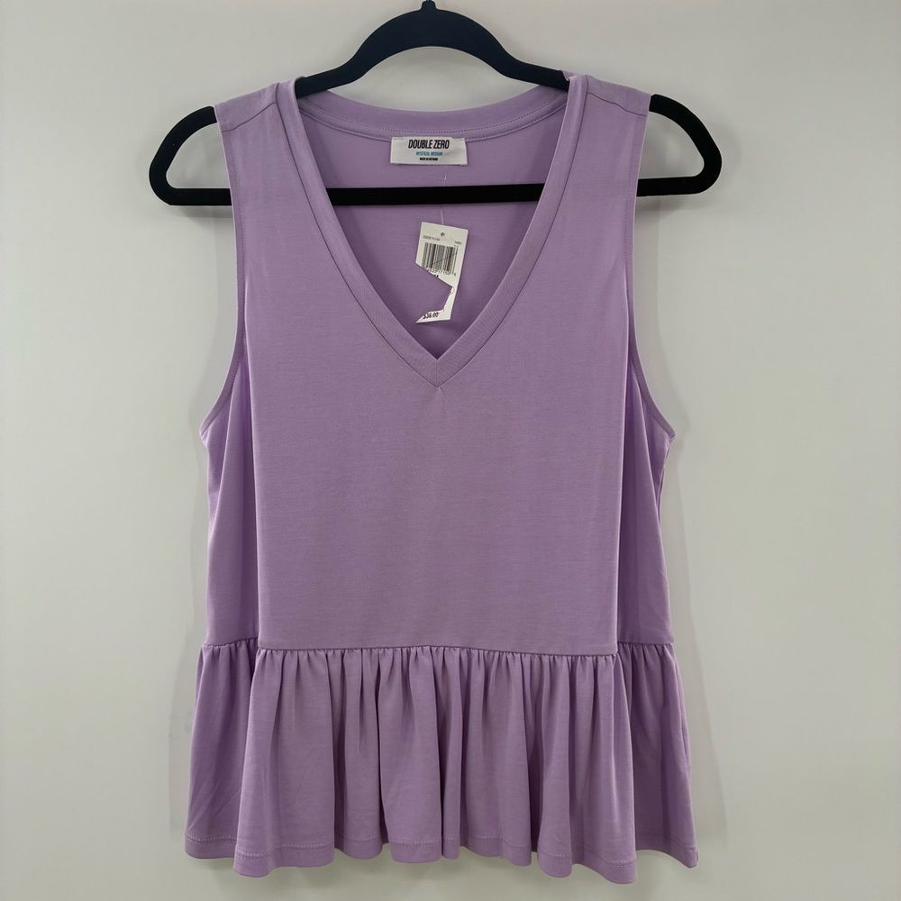 3For$20 Double Zero Lavender V-Neck Peplum Tank Top - Women size M